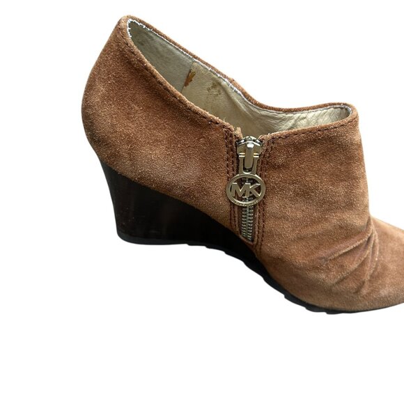 MICHAEL Michael Kors Norma Brown Suede Leather Ankle Wedge Bootie Boots Size 6.5 - Picture 11 of 11